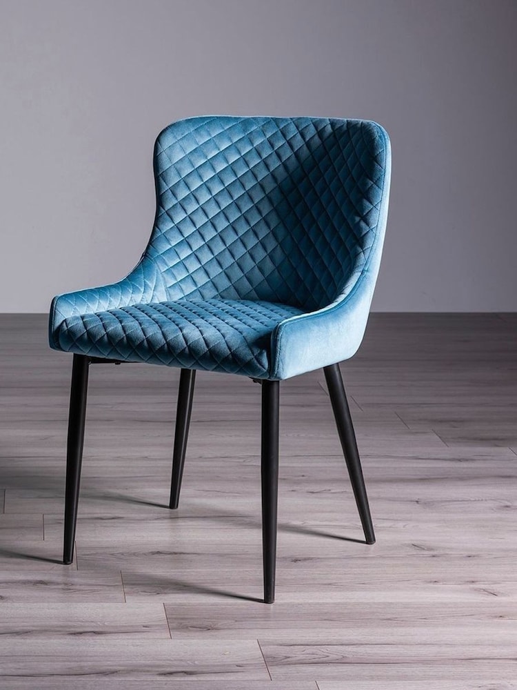 Bentley Designs Set of 2 Petrol Blue Cezanne Velvet Fabric Chairs - Image 2 of 4