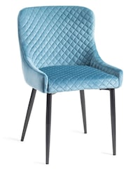 Bentley Designs Set of 2 Petrol Blue Cezanne Velvet Fabric Chairs - Image 3 of 4