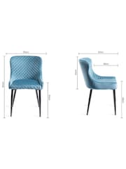 Bentley Designs Set of 2 Petrol Blue Cezanne Velvet Fabric Chairs - Image 4 of 4
