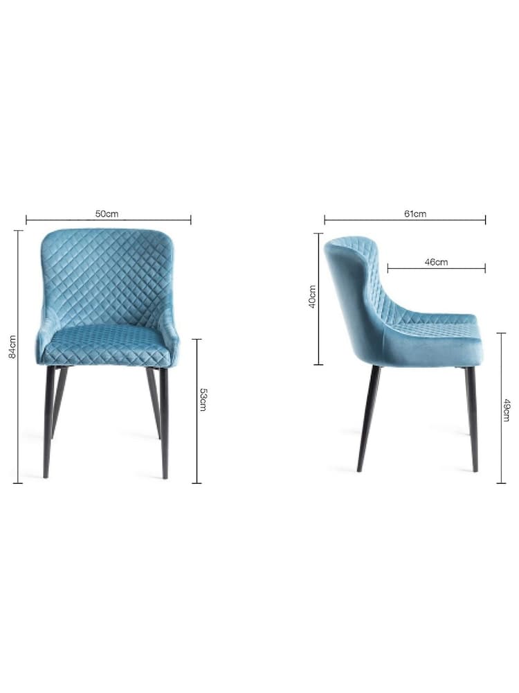 Bentley Designs Set of 2 Petrol Blue Cezanne Velvet Fabric Chairs - Image 4 of 4