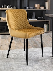 Bentley Designs Set of 2 Mustard Yellow Cezanne Velvet Fabric Chairs - Image 1 of 4