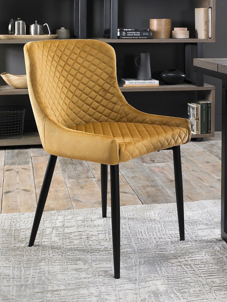 Bentley Designs Set of 2 Mustard Yellow Cezanne Velvet Fabric Chairs - Image 1 of 4