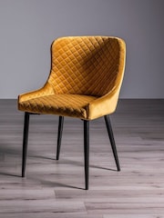 Bentley Designs Set of 2 Mustard Yellow Cezanne Velvet Fabric Chairs - Image 2 of 4