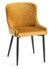 Bentley Designs Set of 2 Mustard Yellow Cezanne Velvet Fabric Chairs - Image 3 of 4