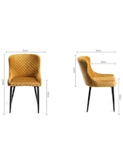 Bentley Designs Set of 2 Mustard Yellow Cezanne Velvet Fabric Chairs - Image 4 of 4