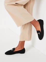 Black Microfibre Forever Comfort® Metal Trim Slim Sole Loafers - Image 1 of 7