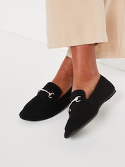 Black Microfibre Forever Comfort® Metal Trim Slim Sole Loafers - Image 2 of 7
