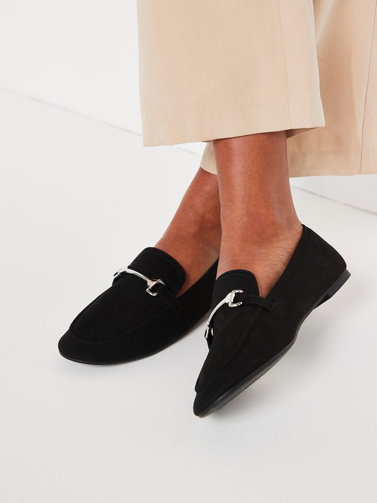 Black Microfibre Forever Comfort® Metal Trim Slim Sole Loafers - Image 2 of 7