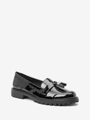 Black Patent Standard/Wide Fit Forever Comfort® Tassel Detail Cleated Chunky Loafer Shoes - Image 4 of 6