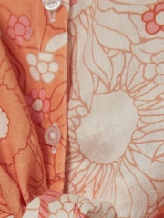 Reiss Orange Print Corrine Junior Tie Front Linen Shirt - Image 6 of 6