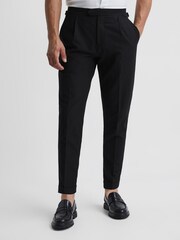 Reiss Black Lead Seersucker Mixer Slim Fit Trousers - Image 1 of 6