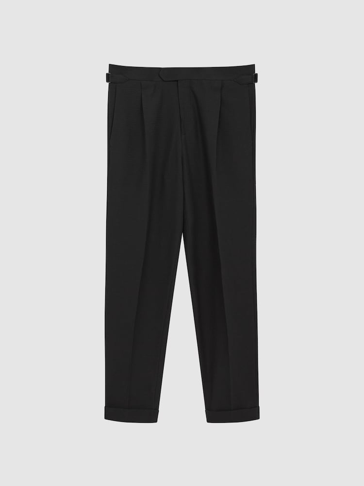 Reiss Black Lead Seersucker Mixer Slim Fit Trousers - Image 2 of 6