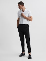 Reiss Black Lead Seersucker Mixer Slim Fit Trousers - Image 3 of 6