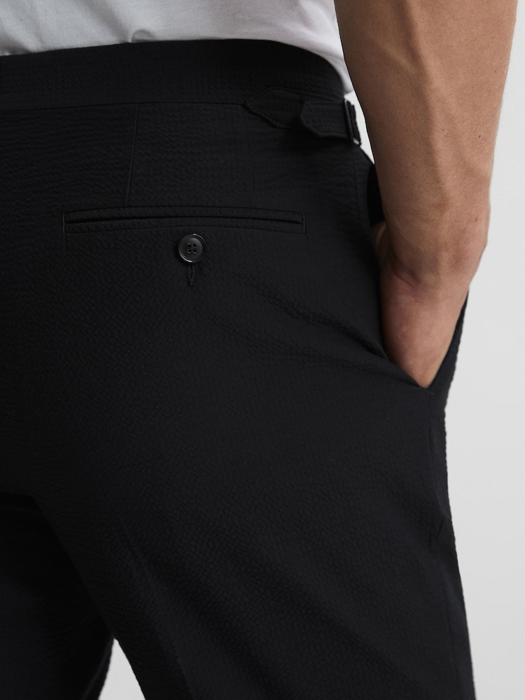 Reiss Black Lead Seersucker Mixer Slim Fit Trousers - Image 6 of 6