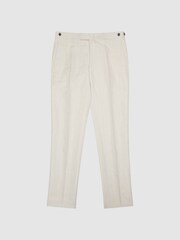 Reiss Stone Fawn Tailored Herringbone Trousers - Image 2 of 5