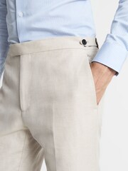 Reiss Stone Fawn Tailored Herringbone Trousers - Image 4 of 5