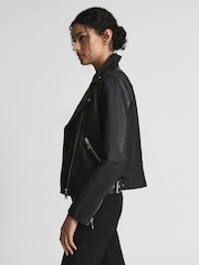 Reiss Black Nrd Grays Leather Biker Jacket - Image 4 of 6