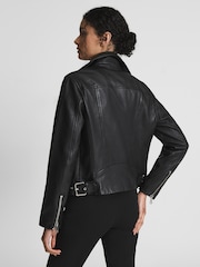 Reiss Black Nrd Grays Leather Biker Jacket - Image 5 of 6