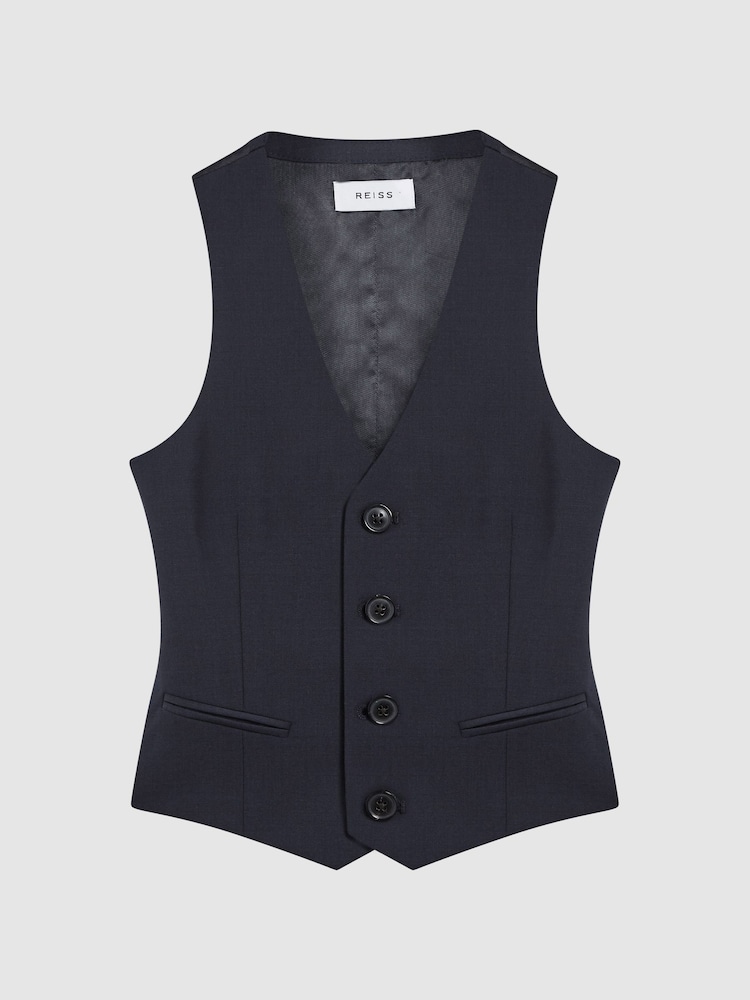 Reiss Navy Hope 4-9 yrs Modern Fit Waistcoat - Image 2 of 7