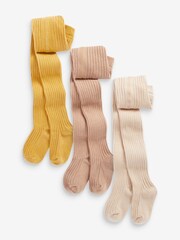 Lil Atelier Unisex Multicolour Ribbed Tights 3 Pack - Image 1 of 4