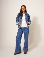 White Stuff Blue Wide Leg Sadie Jeans - Image 3 of 5