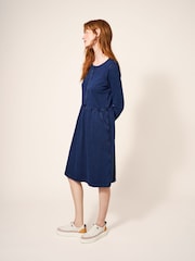 White Stuff Blue 100% Cotton Denim Marsia Jersey Dress - Image 3 of 6