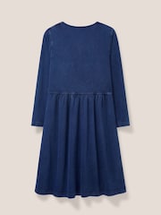 White Stuff Blue 100% Cotton Denim Marsia Jersey Dress - Image 6 of 6