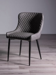 Bentley Designs Set of 2 Dark Grey Cezanne Faux Leather Chairs - Image 1 of 4