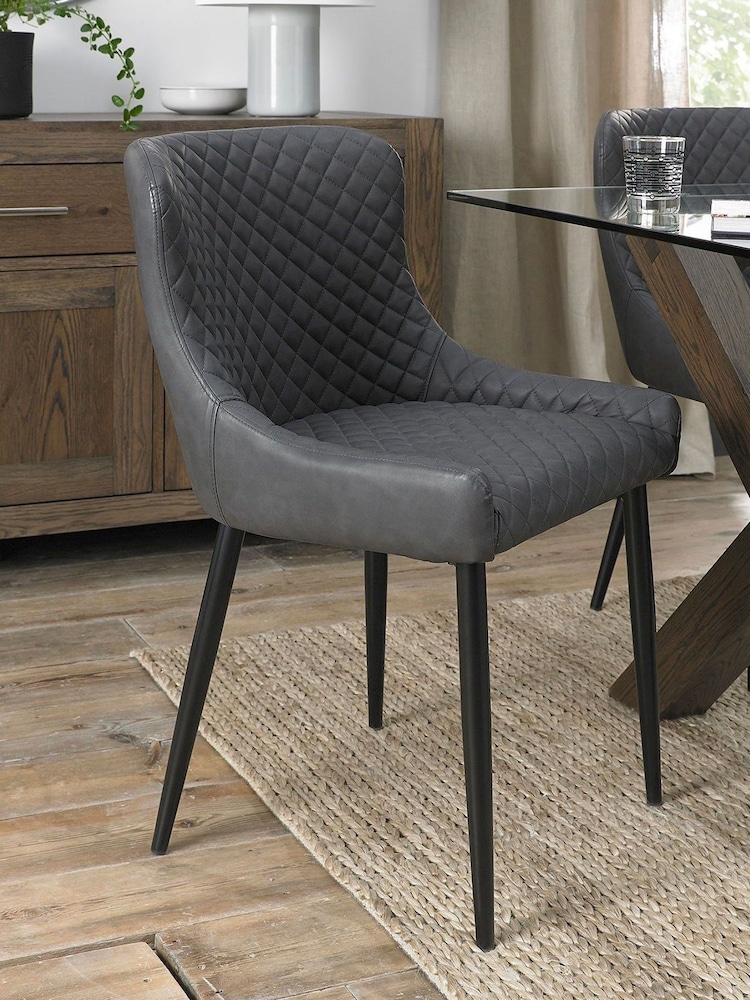 Bentley Designs Set of 2 Dark Grey Cezanne Faux Leather Chairs - Image 2 of 4