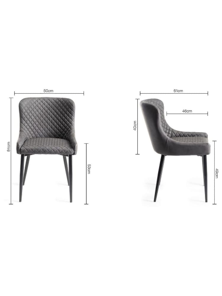 Bentley Designs Set of 2 Dark Grey Cezanne Faux Leather Chairs - Image 4 of 4