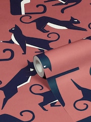 Furn Pink Geo Cat Printed Wallpaper - Image 2 of 3