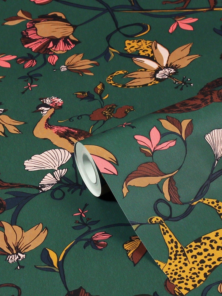 furn. Green Exotic Wildlings Tropical Wallpaper - Image 2 of 3