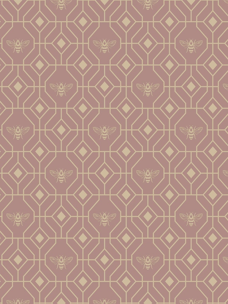 Furn Blush Pink Bee Deco Geometric Foiled Wallpaper - Image 3 of 3