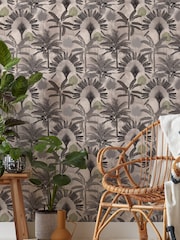Furn Blush Pink/Charcoal Grey Malaysian Palm Tropical Wallpaper - Image 2 of 3