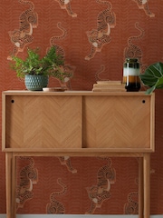 furn. Orange Tibetan Tiger Tribal Wallpaper - Image 1 of 3