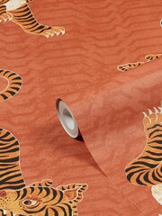 furn. Orange Tibetan Tiger Tribal Wallpaper - Image 2 of 3