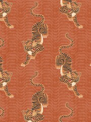 furn. Orange Tibetan Tiger Tribal Wallpaper - Image 3 of 3