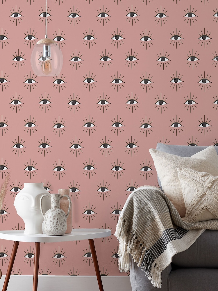 Furn Blush Pink Theia Abstract Foil Wallpaper - Image 1 of 3