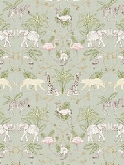 furn. Green Serengeti Animals Wallpaper - Image 2 of 3