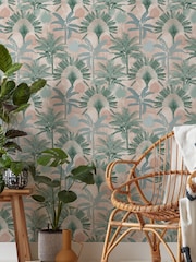 Furn Blush Pink/Green Malaysian Palm Tropical Wallpaper - Image 1 of 3