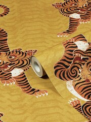 furn. Yellow Tibetan Tiger Tribal Wallpaper - Image 2 of 3