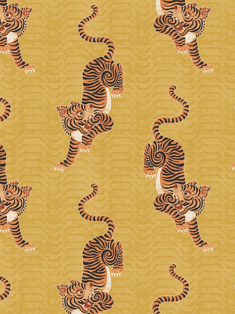 furn. Yellow Tibetan Tiger Tribal Wallpaper - Image 3 of 3