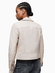 AllSaints Cream Dalby Biker Jacket - Image 2 of 7