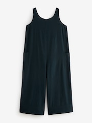 Navy Linen Blend Wide Leg Jumpsuit - Image 5 of 6