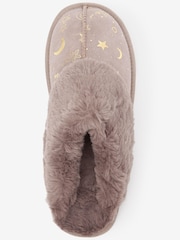 Mink Pink Sparkle Moons & Stars Next Suede Mule Slippers - Image 5 of 6