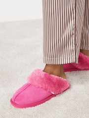 Hot Pink Next Suede Mule Slippers - Image 2 of 6