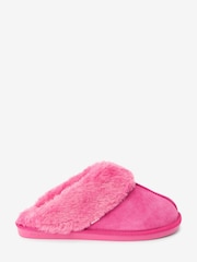 Hot Pink Next Suede Mule Slippers - Image 3 of 6