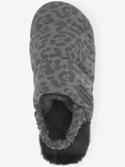 Grey Animal Print Quilted Mule Slippers With Elastic Support - Image 5 of 6