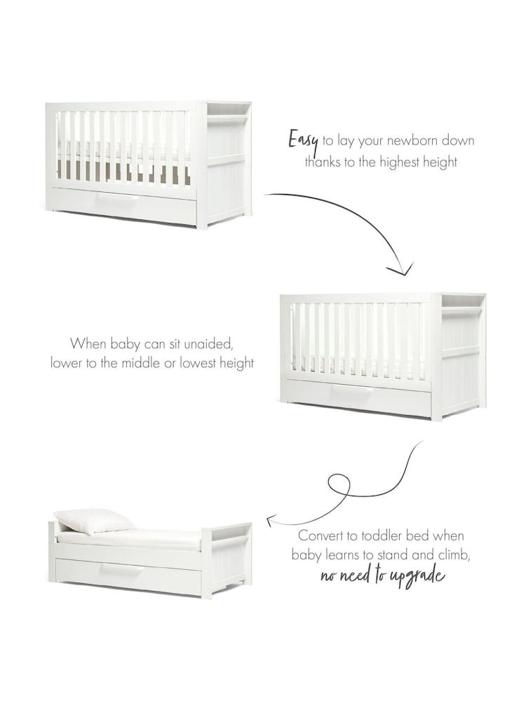 Mamas & Papas White Wash Franklin Cot Bed - Image 7 of 7
