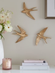 Set of 3 Gold Swallow Wall Art Plaques - Image 1 of 3